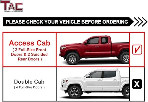 Miniatura 4 de TAC - Estribos laterales compatibles con Toyota Tacoma Access Cab 2005-2023 de 3 pulgadas, barras laterales negras, barras Nerf, rieles de estribos,
