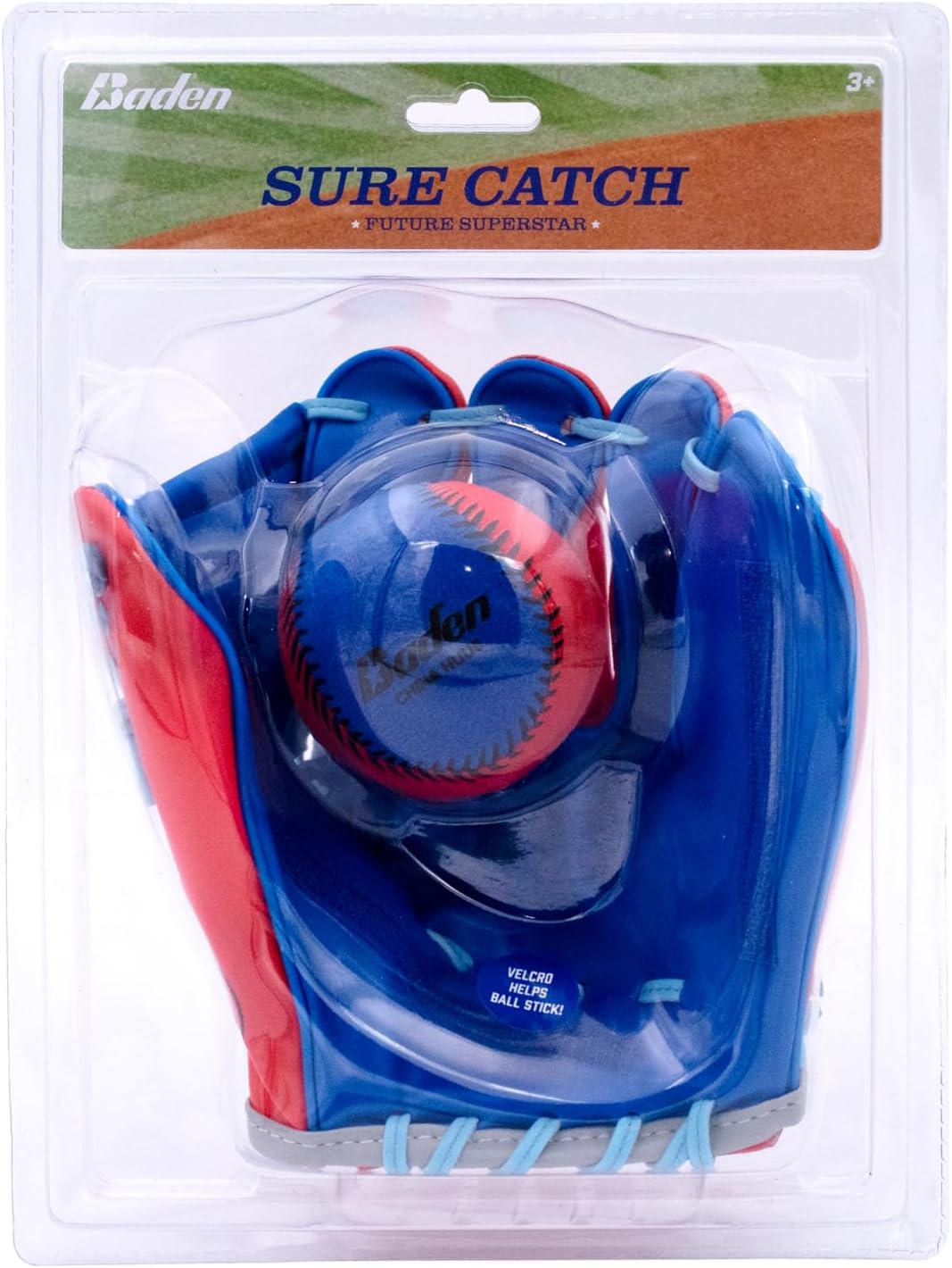 Baden Sure Catch Youth Beginners Sticky Baseball Mitt and Ball