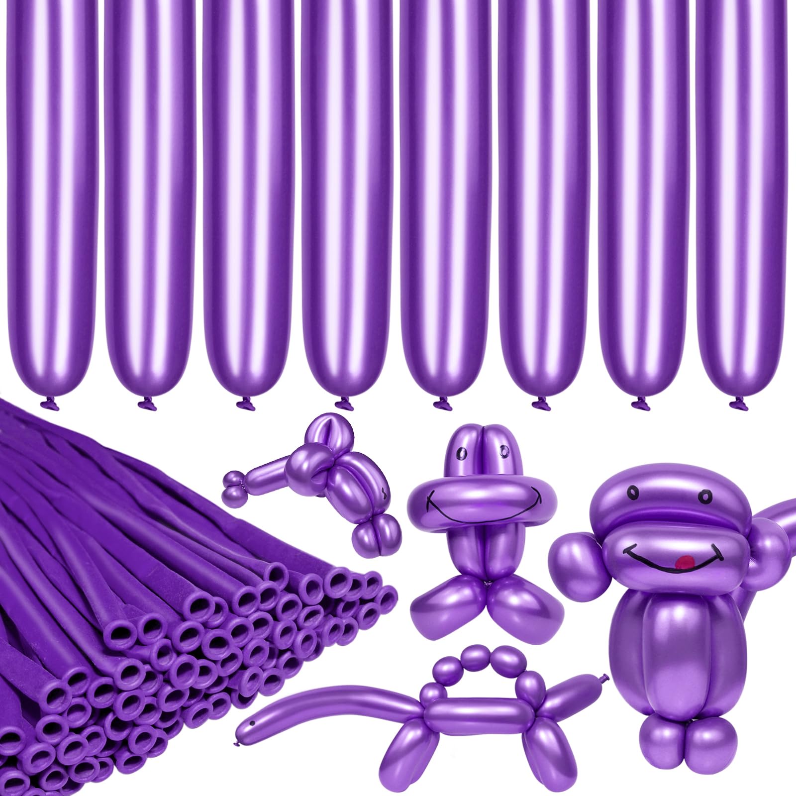 Amazon.com: LXZFCRG 260 Long Balloons, Shiny Metallic Latex