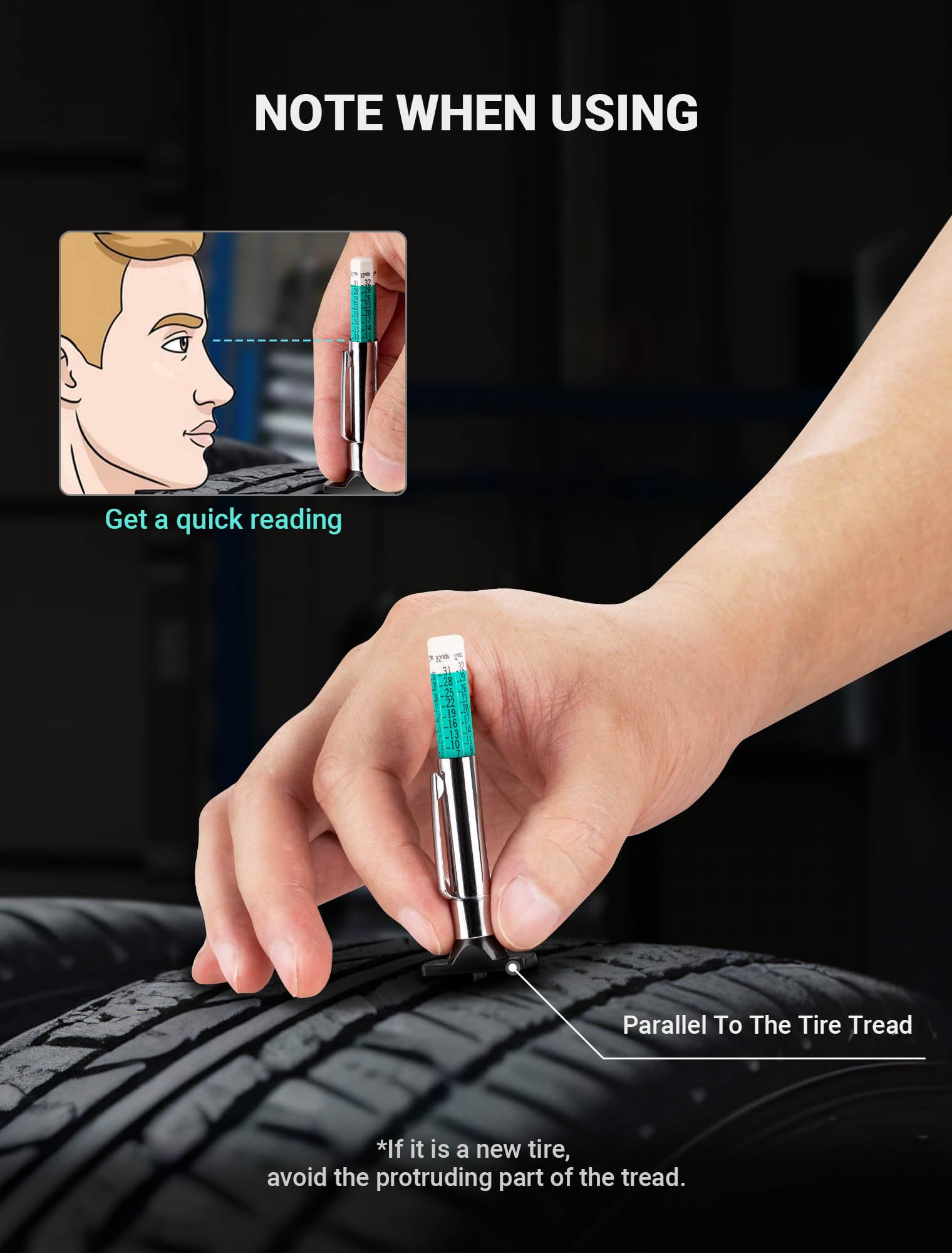 Tire Tread Gauge - 2 Pack Accurate Measurement -5
