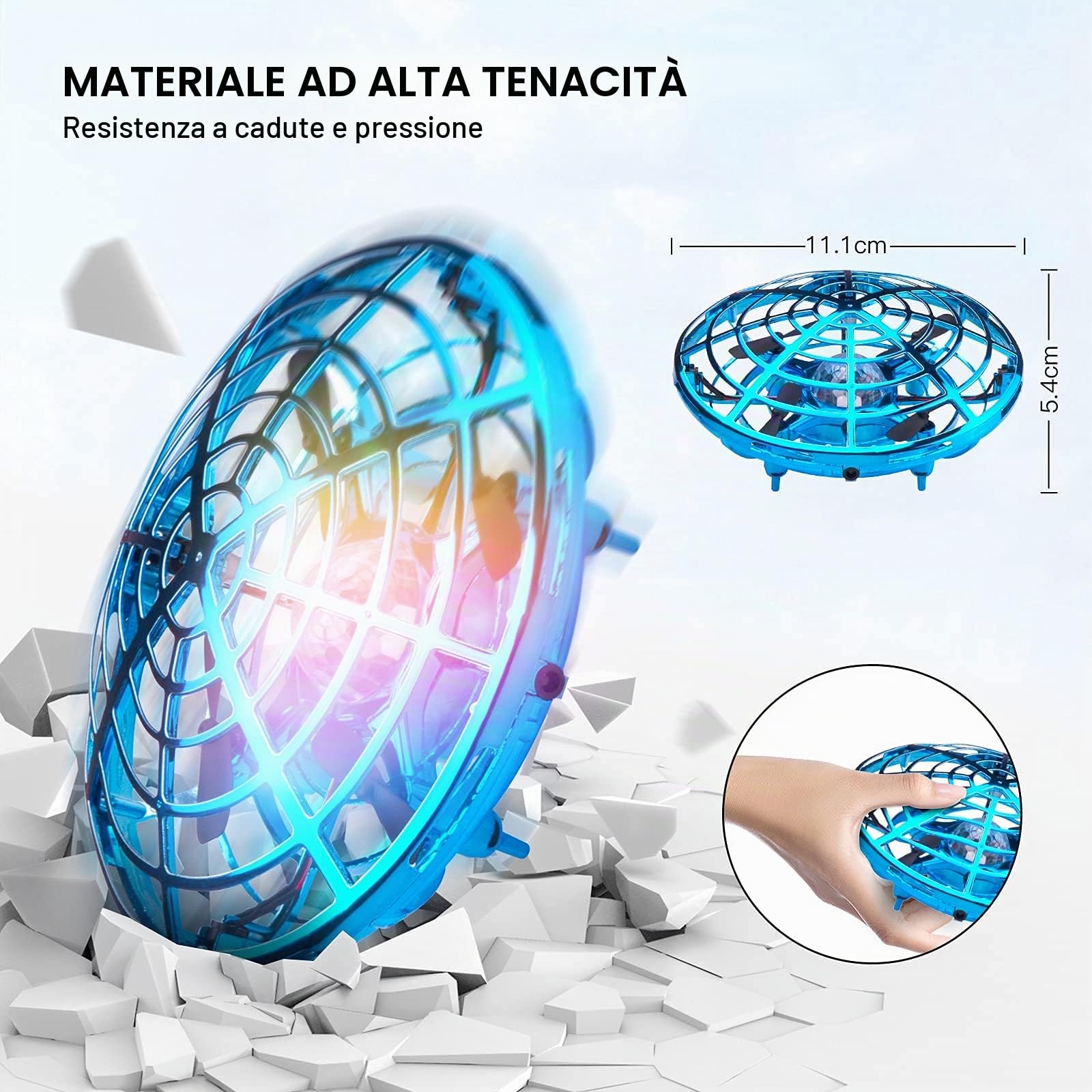 Nuovi Drones à Main, Mini Drone UFO Mains Libres Rotaion 360°, Télécommande LED Avion Jouet Volant Cadeau per Bambini