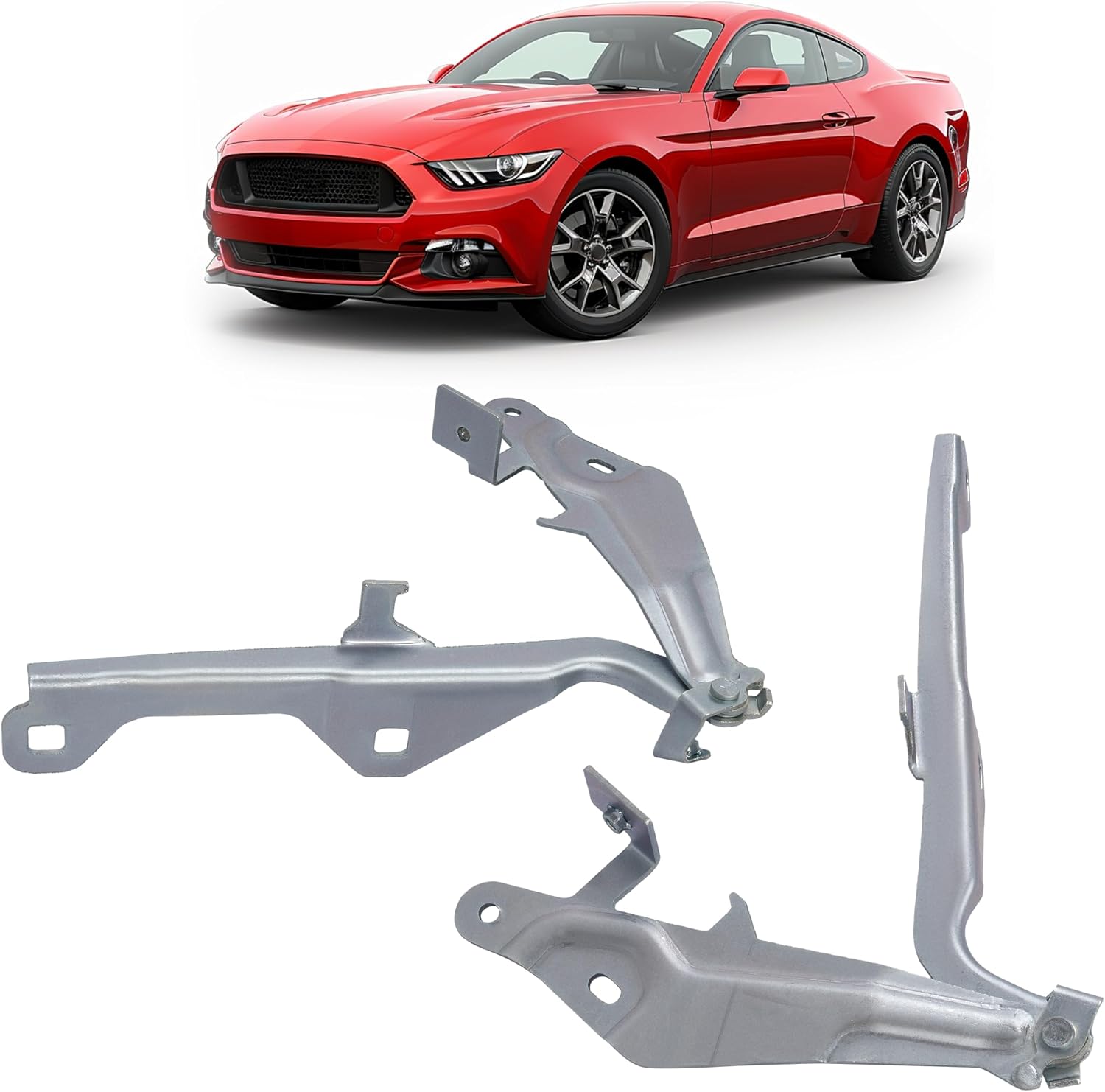 Hood Hinge Compatible with 2015-2017 Ford Mustang Replacement for FO1236166 FO1236167 FR3Z16797C FR3Z16796C Steel Galvanized Silvery