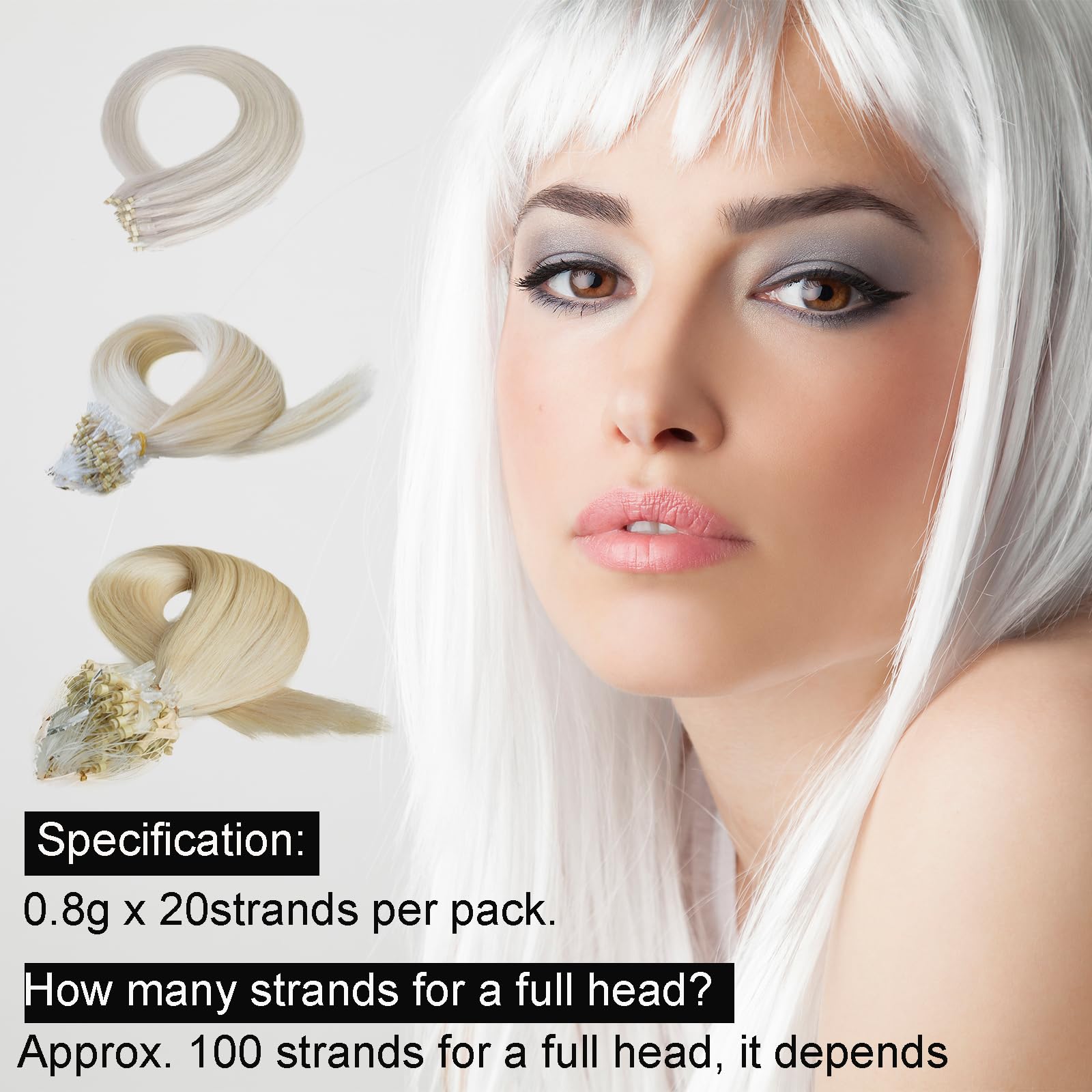 Remy Human Hair Extensions: Micro Loop 70g/2.5oz, 100 Strands Nano Ring Weave Black Brown Blonde 14 Inch From Angel18369127194, $41.71 - View #9