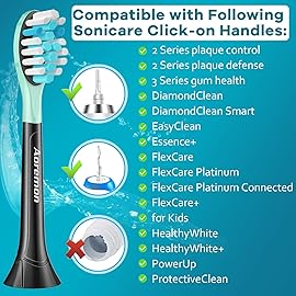 Aoremon Toothbrush Replacement Heads for Sonciare C3 - Brush Heads for Philips Sonicare 2 Series 3 Series ProtectiveClean 4100 5100 6100 DiamondClean FlexCare HealthyWhite G3 W3 C2 G2 C1,4 Count,Black