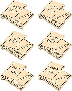 Ipetboom 6pcs Academic Graduation Pin Badge 2027 Themed Book Shape Brooch | Decorative Metal Accessory for School Ceremony, Graduation Event Supplies and Memory Gifts