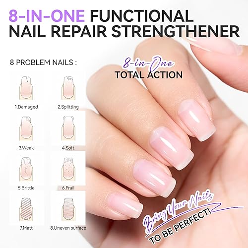 Miniatura 4 de Nail Ridge Filler para uñas dañadas gelike ec 8 en 1 fortalecedor de uñas para uñas finas y crecimiento - Relleno de proteína para uñas con capa