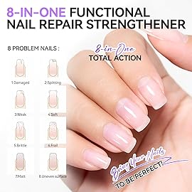 Nail Ridge Filler For Damaged Nails: Gelike ec 8 in 1 Nail Strengthener for Thin Nails and Growth - Protein Nail Ridge Filler with Top Coat Free