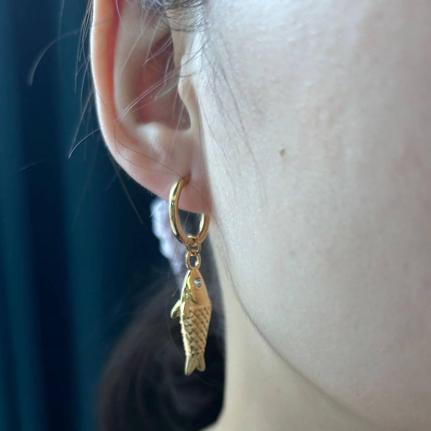18k Gold Fish Hoop Earrings for Women Summer Beach Earrings Fashion Vacation Jewelry - Image 5