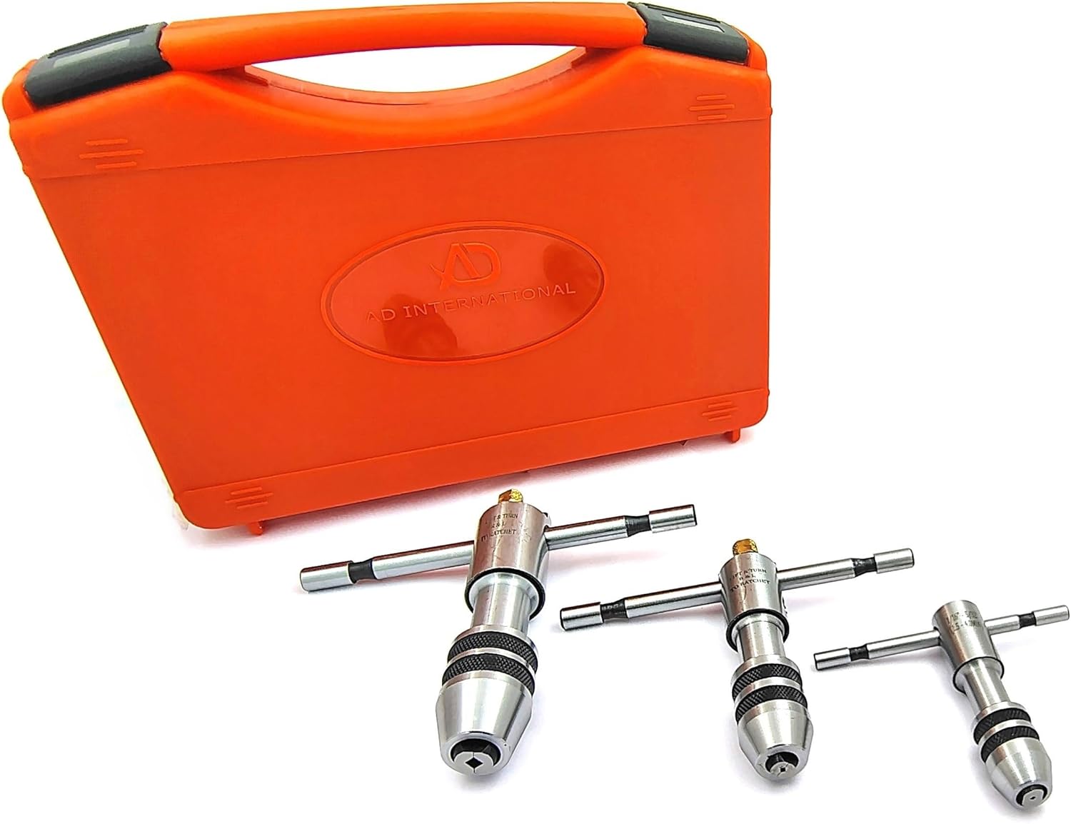 A.D. International Set of 3 Reversible Ratchet Adjustable Tap Wrench with Plastic Case