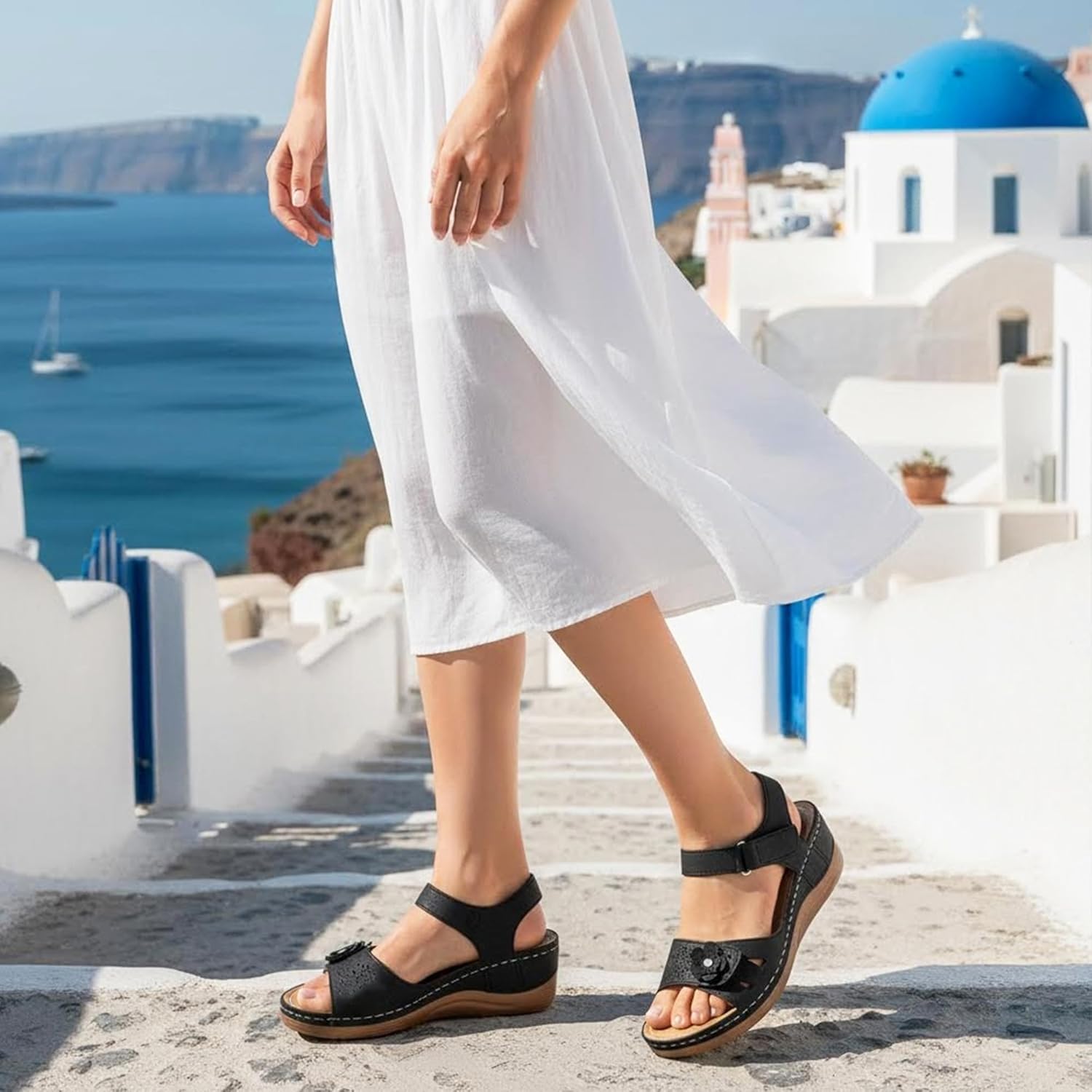 Sandals for Women Wedge Shoes: 2026 Comfortable Summer Dressy Platform Walking Sandals with Adjustable Hook Loop for Casual - Image 3