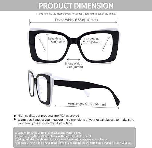 Miniatura 6 de VOOGLAM Gafas rectangulares de gran tamaño con bloqueo de luz azul para mujer, anti fatiga ocular UV Cheyenne