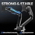 EVEO Premium Dual Monitor Mount 14"-35” Dual Monitor Arm VESA Bracket Adjustable Height Gas Spring Dual Monitor Stand, Screen Full Motion Dual Monitor Arm-Computer Monitor Stand for 2 Screens - Black