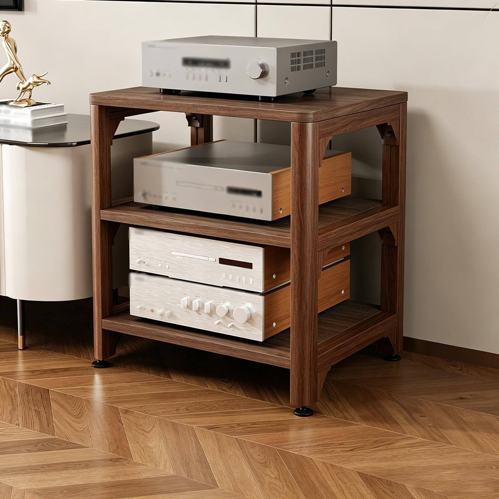 Mueble de audio HiFi de 3 niveles regulables, soporte para tocadiscos y home cinema
