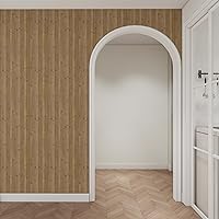 Vista 7 de Pole Wrap - Papel tapiz de bambú a rayas para despegar y pegar, papel de contacto de madera sintética texturizada, 17.3 x 120 pulgadas, papel