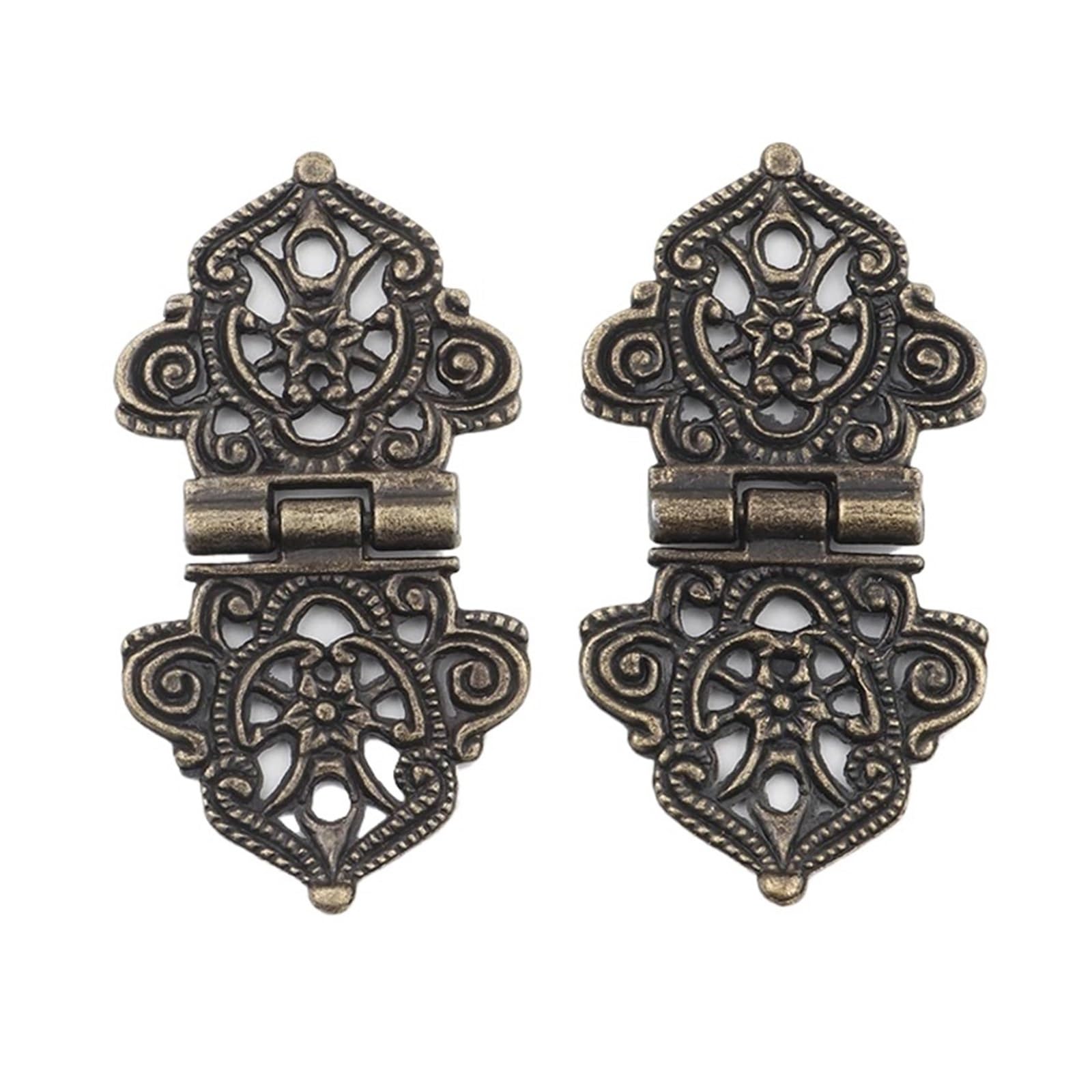 Charnière pour meuble et boîte rétro 24x54mm en métal bronze avec motifs floraux creux