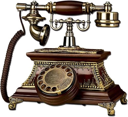 Retro Classic Corded Phone,Old Fashioned Landline Telephone,Vintage Rotary Dial Wire Phones with Metal Bell,Analog Desk for Home Office School Cafe