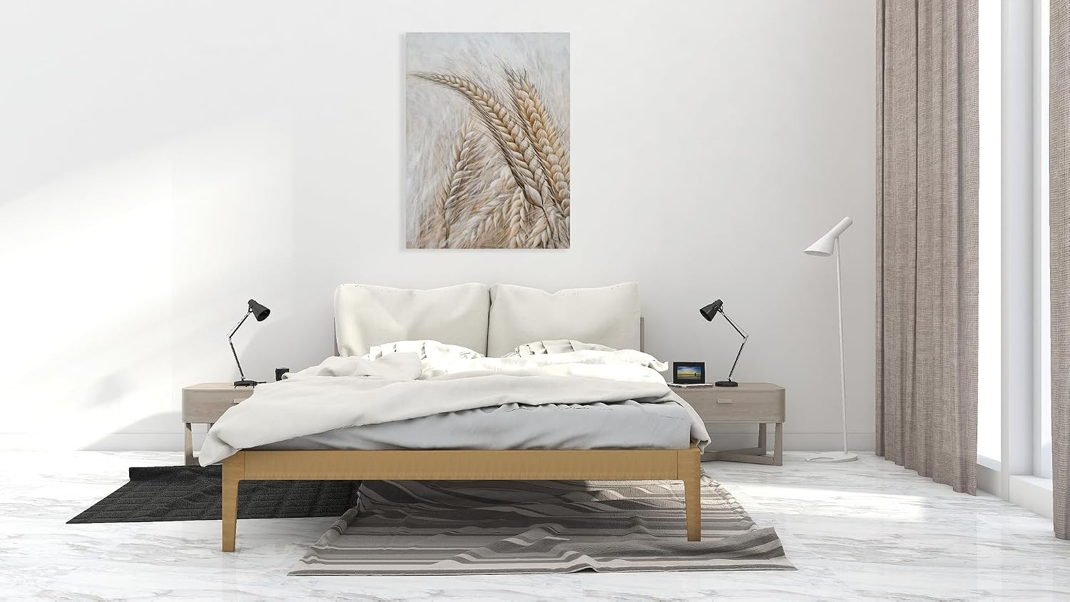 YHSKY ARTS Rustic Canvas Wall Art - Farmhouse Landscape Wheat Painting for Home Decor