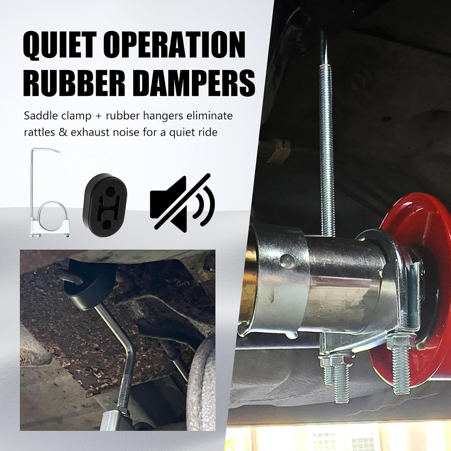 2PCS 2.5" Exhaust Clamp with Exhausts Hanger & Muffler Hanger