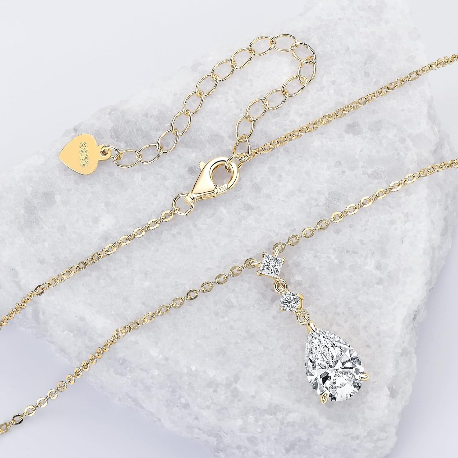 2CT Pear Cut Moissanite Pendant Necklace D Color VVS1 925 Sterling Silver Dainty Pendant for Women Wife Girlfriend Birthday Gifts - Image 4