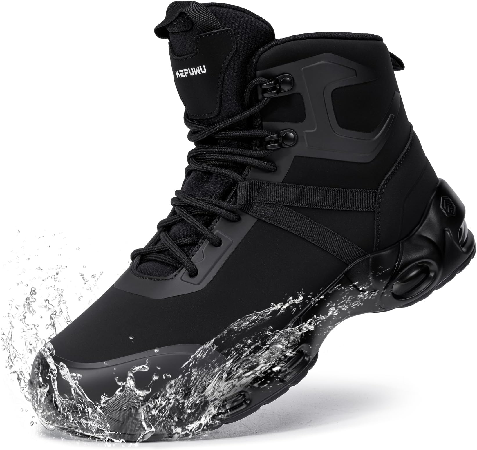 Military Tactical Boots Men Wide Waterproof 6 Inches Lightweight Durable Side-Zip Combat Boots Work Hiking Non Slip Boots