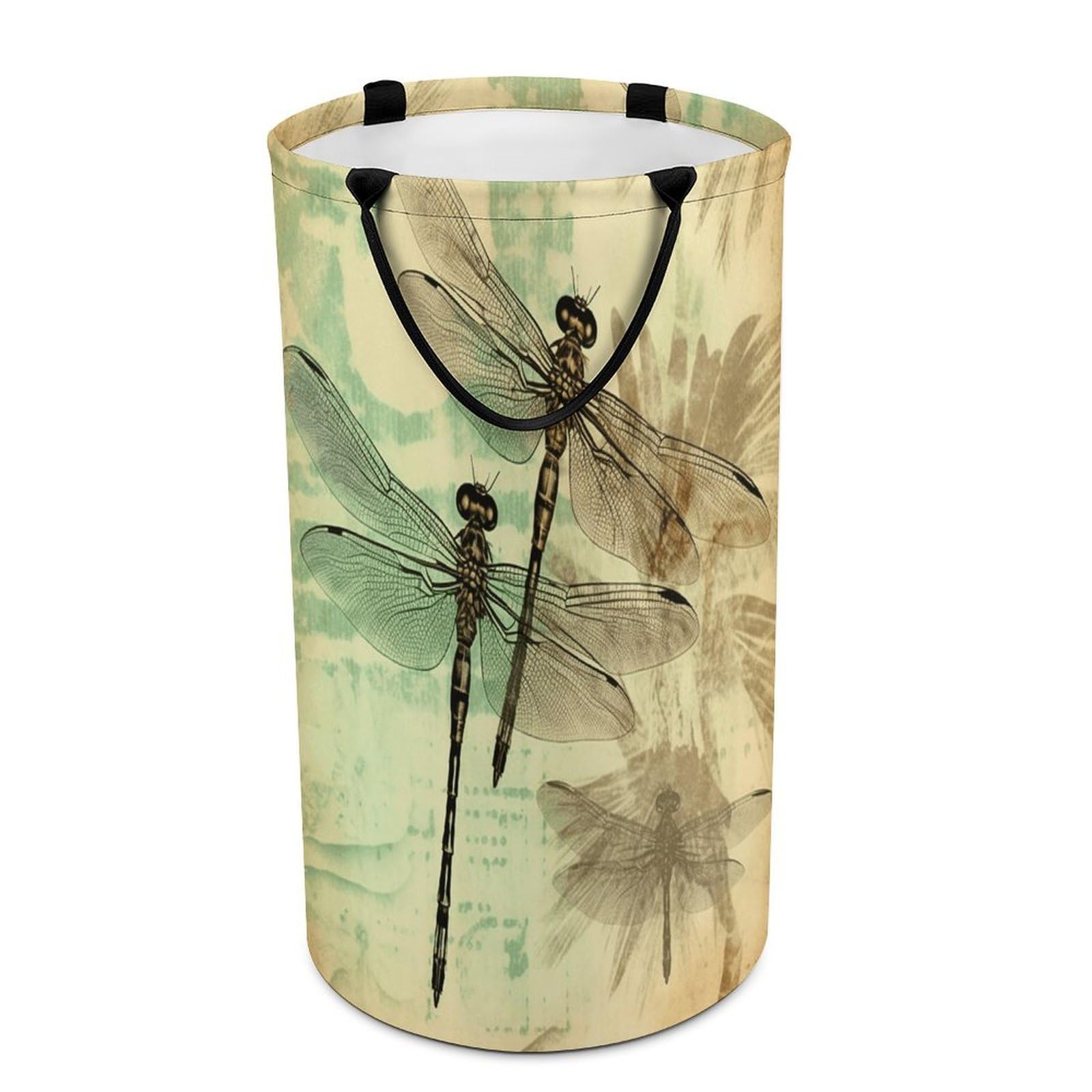 Dragonfly Dragonflies Vintage Laundry Hamper Waterproof Polyester Laundry Baskets Collapsible Dirty Clothes Storage Basket Clothes Hampers with Sturdy Handles for Travel Bedroom