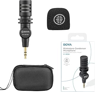 BOYA BY-M100 Miniature 3.5mm TRS Omnidirectional Condenser Microphone for DSLR,Camcorder, Recorder