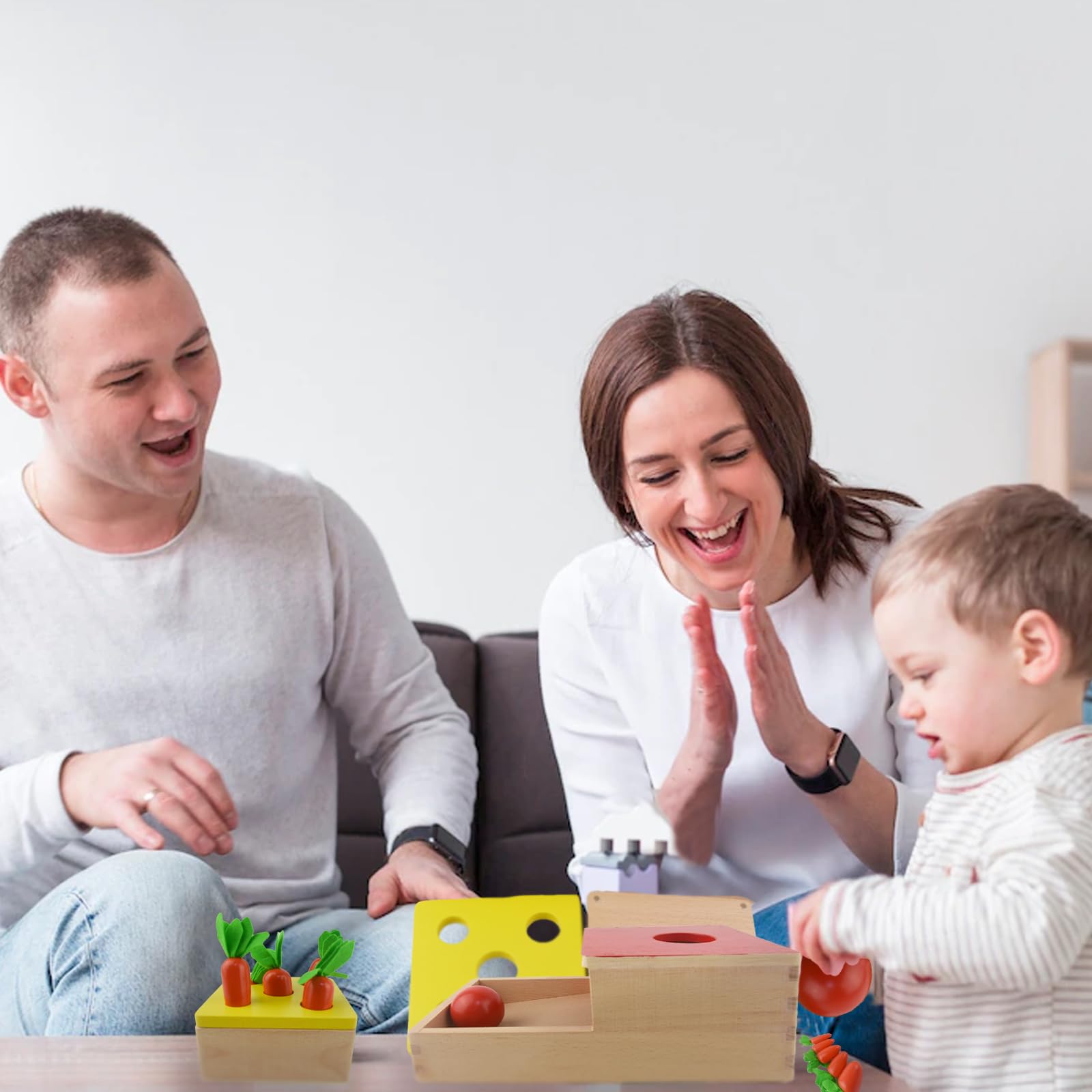 LTFIOON Jouet Montessori 3-en-1 En Bois à Partir De 1 An - Jeu D' Encastrement & De Tri Avec Boîte De Rangement | Jouet D'Éveil Couleurs Et Formes 1-3 Ans, Jouet Sensoriel Motricité