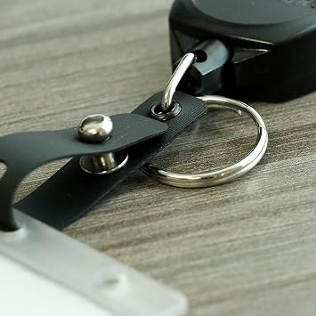 KEY-BAK Heavy Duty Locking Sidekick Retractable Badge Holder with Large ID Badge Holder Strap & Secure Screw Fastener - 24 Retractable Kevlar Cord with Split Ring & Zinc Alloy Metal Carabiner, Black