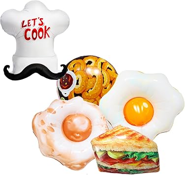 5pcs Chef Hat Balloons set,Toque,Fried Egg,Sandwich Balloons/Ideal for Hibachi Party Decorations/Cooking Class & Chef Birthday Party Decor