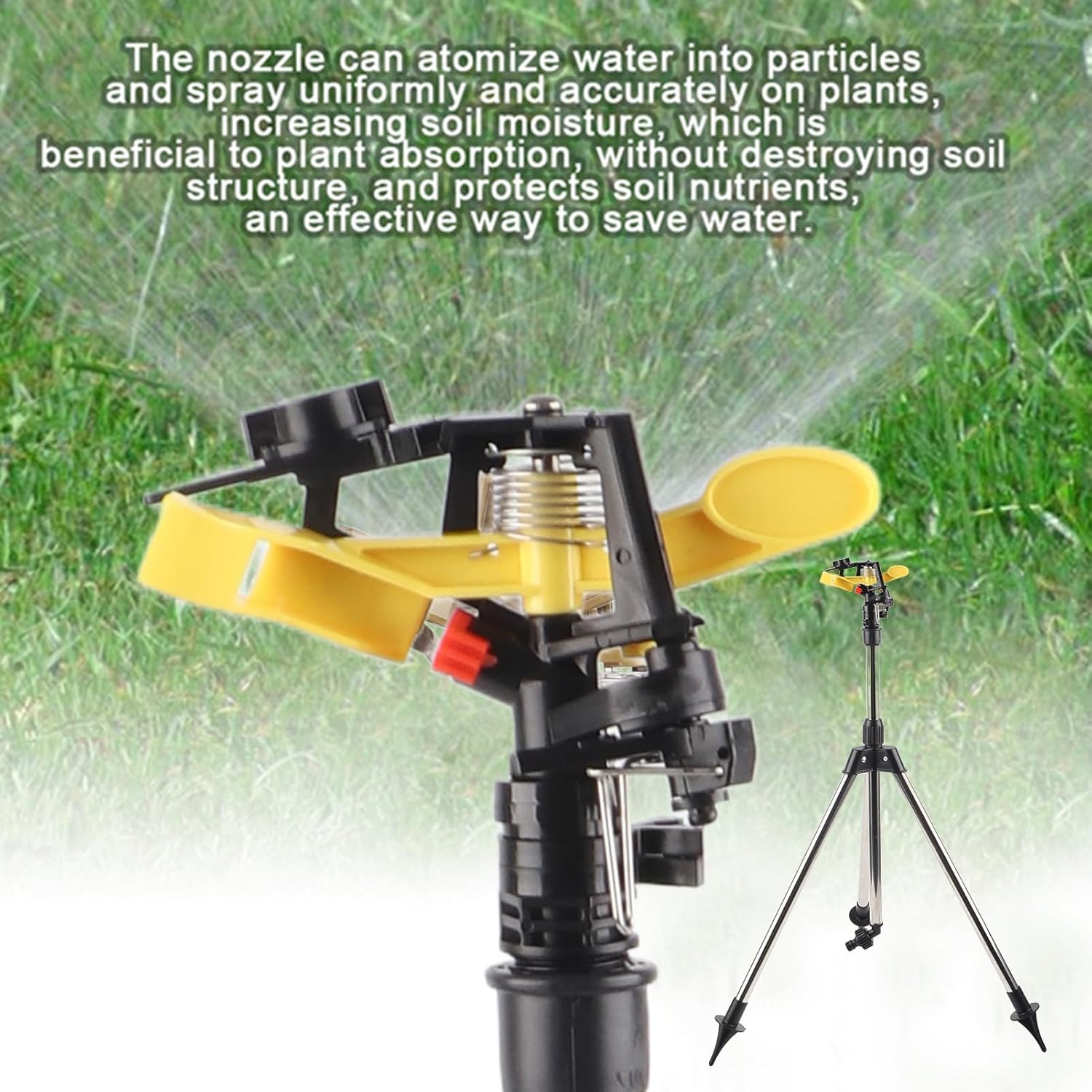 Stainless Steel Tripod Water Irrigation Tool, Stainless Steel Tripod Irrigation Tool Sprinkler Auto System for Garden Lawn, Sprinkler