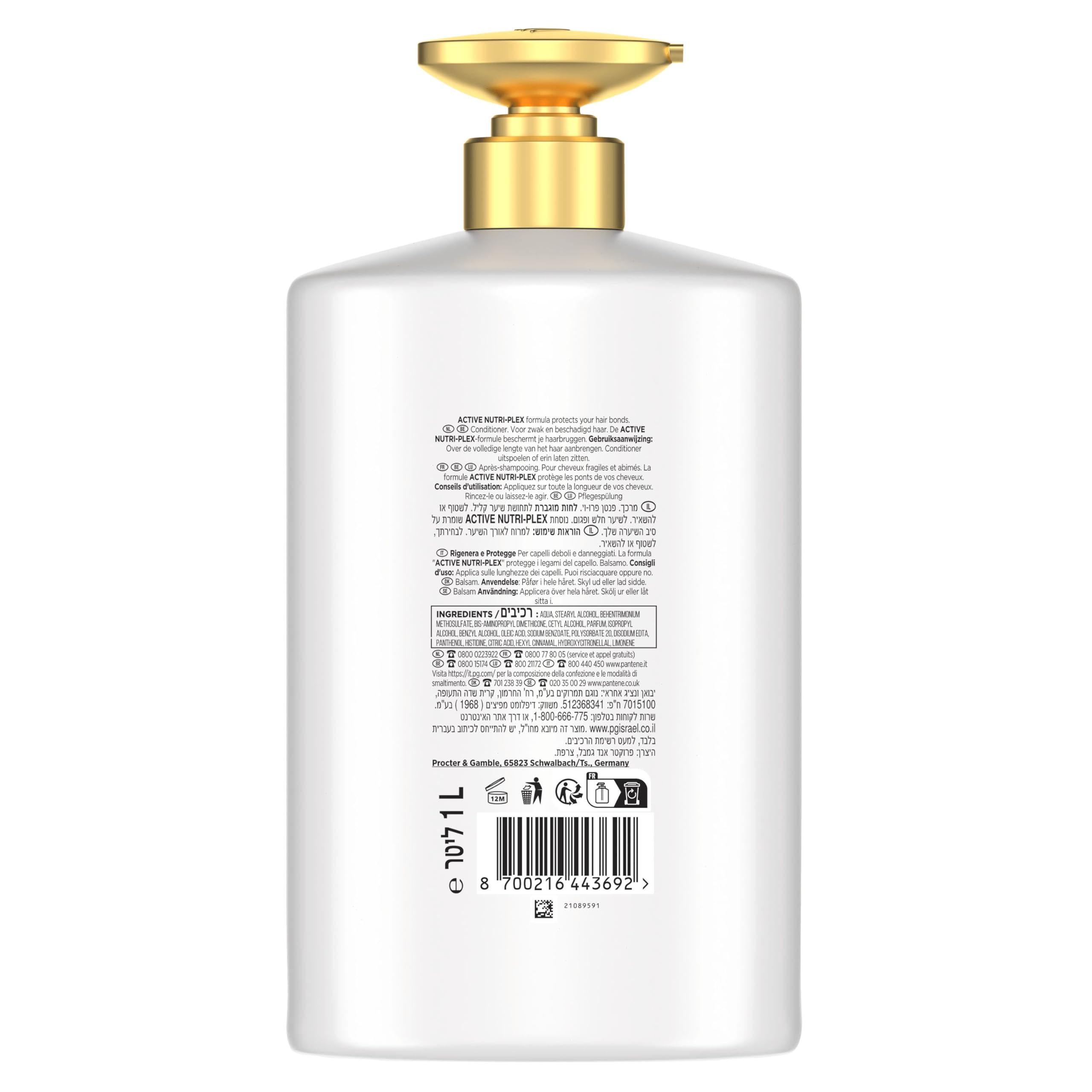 Pantene Pro-V Repair & Protect Après-Shampoing 1000ml Pompe pour Cheveux Fragiles, Secs et Abîmés, Après-Shampoing Quotidien Léger, Sans Fini Gras, Complexe de Pro-Vitamine B5 et Nutriments