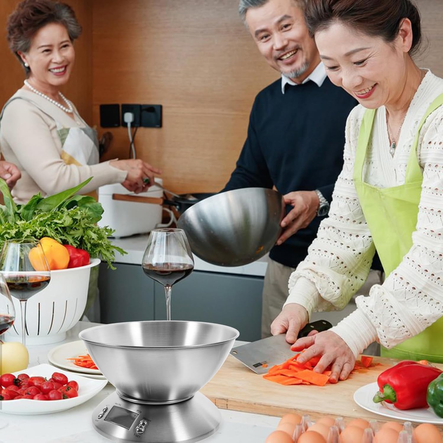 Amosfun Multifunctional Digital Kitchen Scale 5000g Capacity Stainless Steel Measuring Scale Weight Grams Ounces for Baking Cooking and Meal Prep