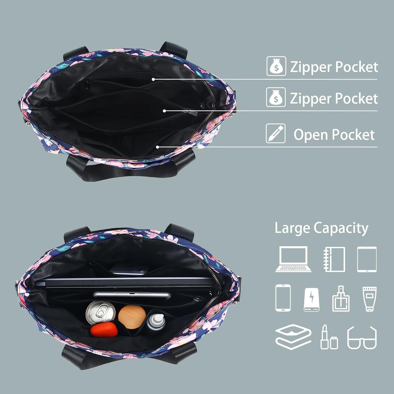 CLOUDMUSIC Crossbody Bags Shoulder Tote Handbag Nylon With Straps Waterproof Multi Bottle Pockets For Women Trendy