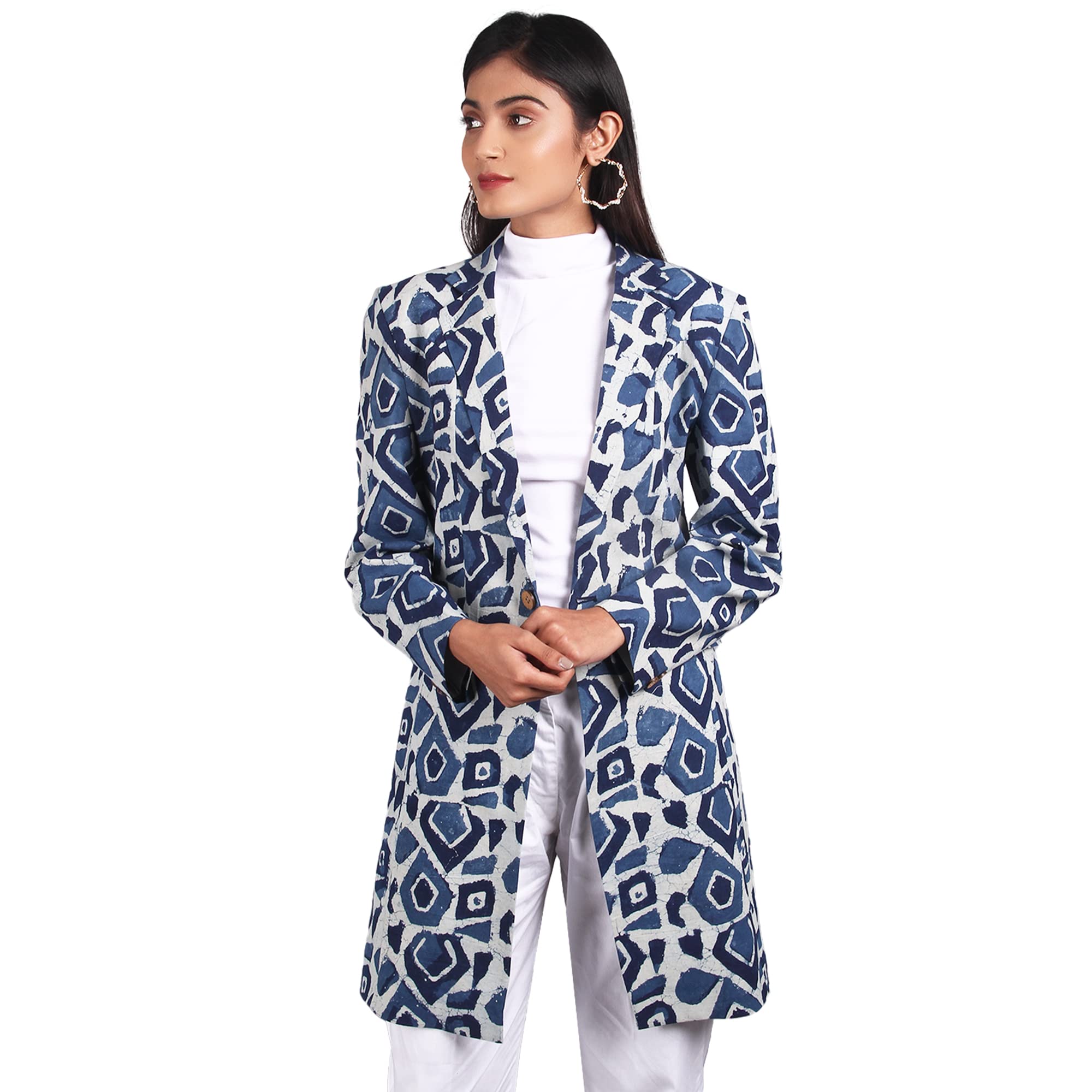 indophilia Women's Indigo Cotton Blazer-picture-19