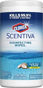 Clorox Scentiva Wipes, Bleach Free Cleaning Wipes - Pacific Breeze & Coconut, 70 Count 31767