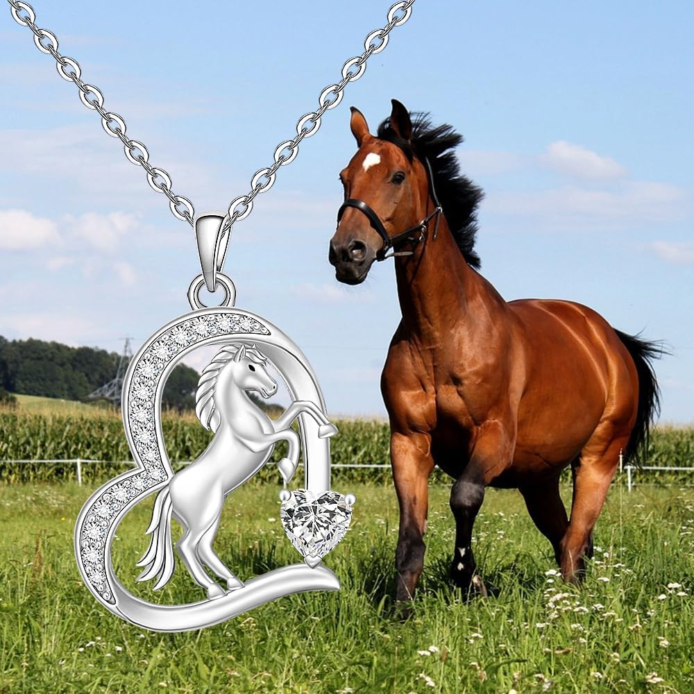 Fenthring Heart Horse Necklace for Women Sterling Silver Horse Pendant Necklace for Mothers Day Gifts Christmas Jewelry - Image 8