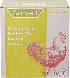 SANSECT 5LB Dried Black Soldier Fly Larvae - Non-GMO High Protein Chicken Treats, 85x More Calcium Than Mealworms for Hens, Birds, Ducks