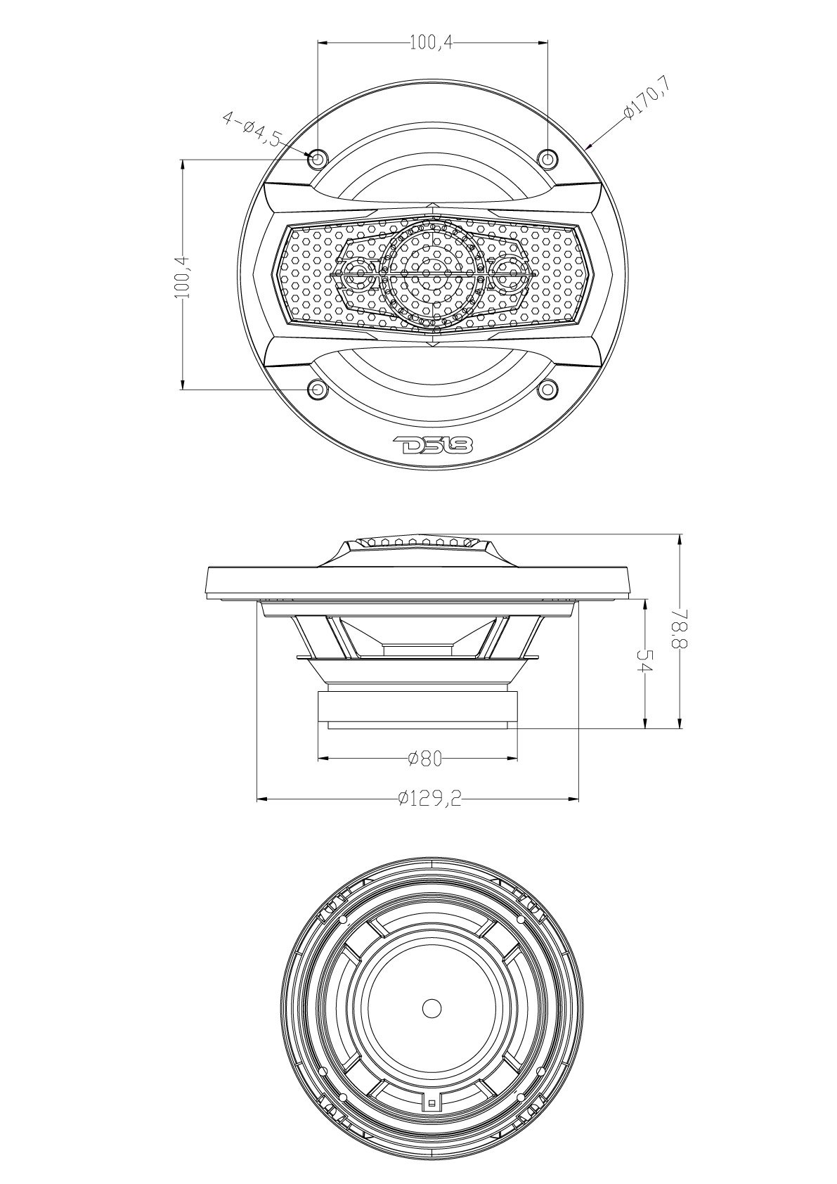 DS18 15 200 W 4 Way Car Audio Altoparlante coassiale