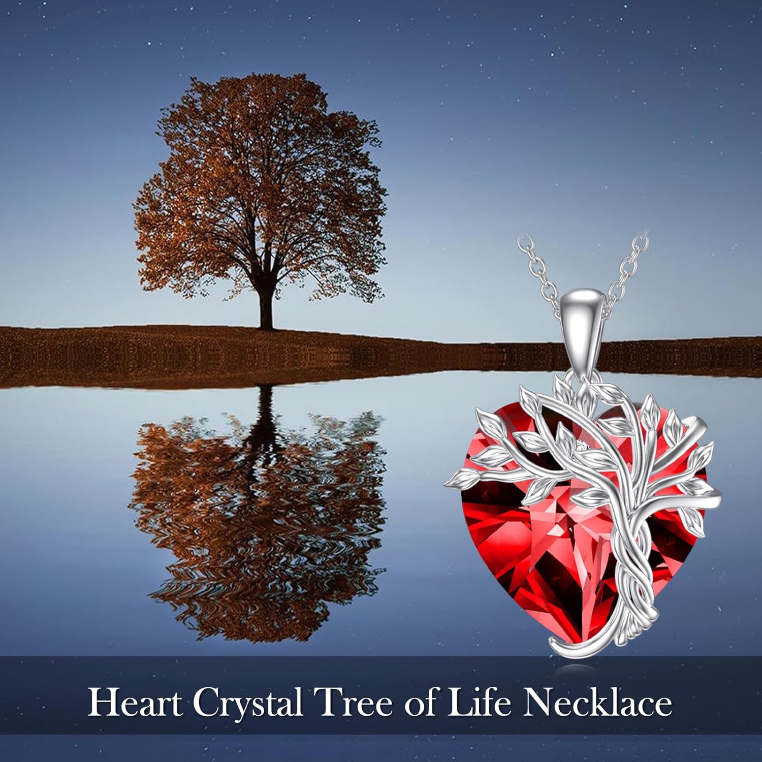 TOUPOP Tree of Life Birthstone Necklace 925 Sterling Silver Family Tree Crystal Pendant Birthday Jewelry Christmas Gifts for Women Her - Image 4