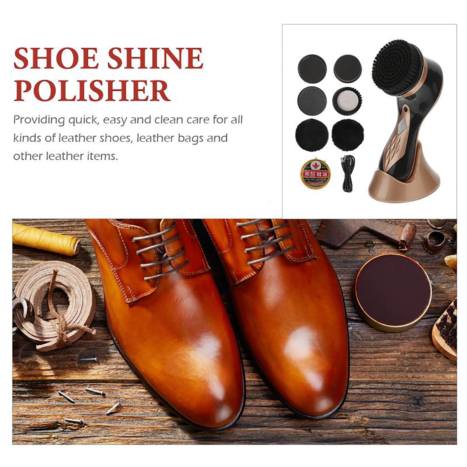Spazzola Per Scarpe Elettrica, Kit Lustrascarpe Portatile Con Testine Da 7 Pezzi, Testine Sostituibili E Mantiene Le Mani Pulite, Pulizia E Lucidatura Efficaci Delle Scarpe, Per Scarpe, Stivali, Borse