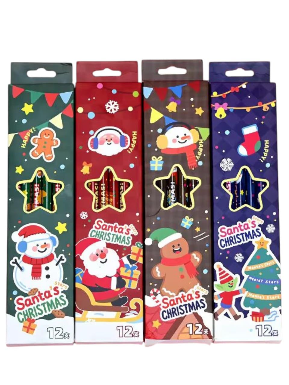 12 pcs Christmas Pencils Set – Santa Snowman Stocking Design Pencils for Kids, Holiday Novelty Stationery, Kids Stocking Fillers, Christmas Party Favors, School Supplies, Xmas Gifts (Red) 12 pcs Christmas Pencils Set – Santa Snowman Stocking Design Pencils for Kids, Holiday Novelty Stationery, Kids Stocking Fillers, Christmas Party Favors, School Supplies, Xmas Gifts (Red)