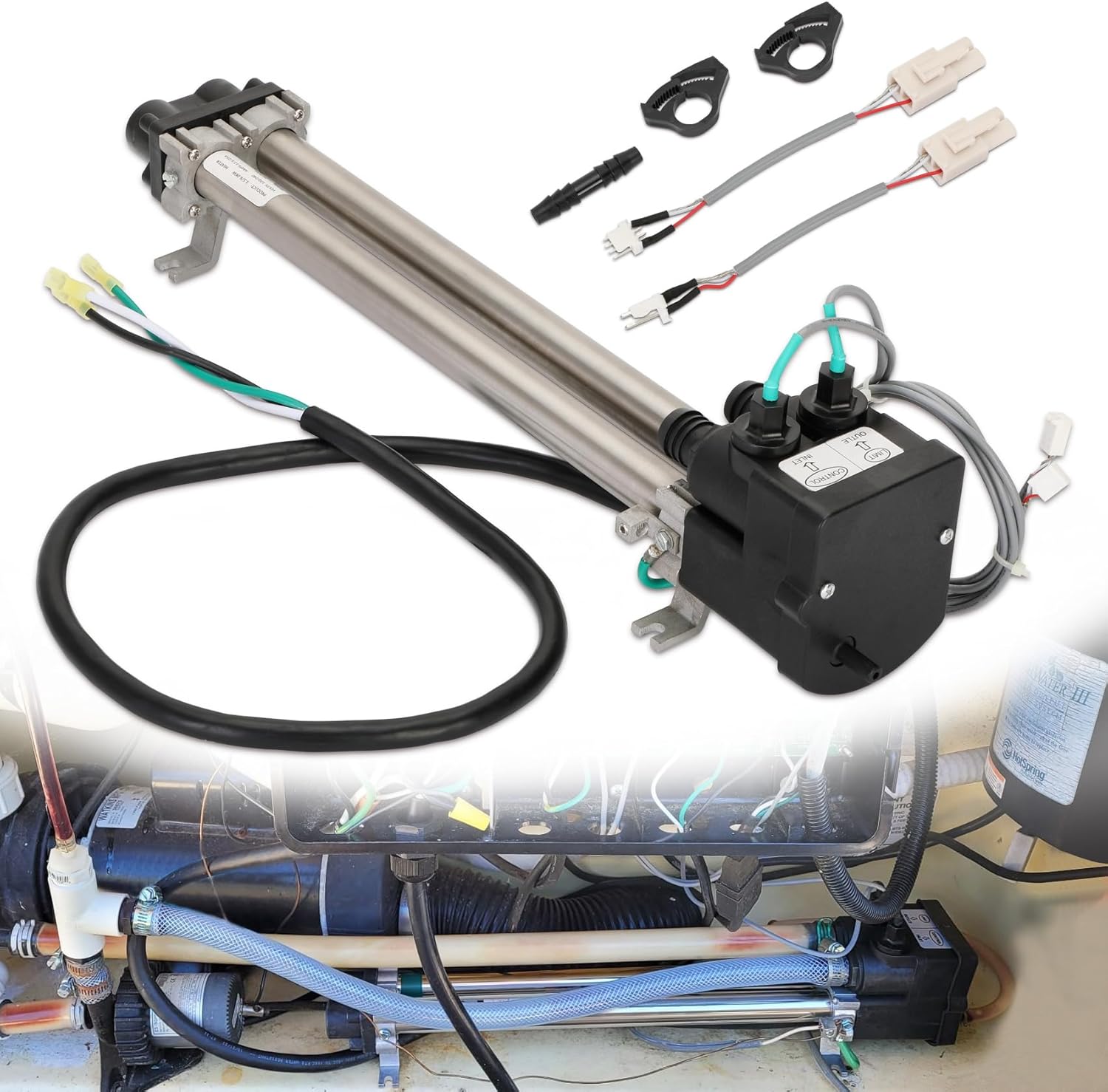 Saranna Hot Tub Heater Titanium 26-C3160-2S w/Sensors Double-Barrel Spa Heater for 1995+ Hot Spring/Watkins/Tiger River/Caldera, No-Fault Spa Heater Replace C3160-2S, 73039, 73791 (1kW/4kW 120V/240V)