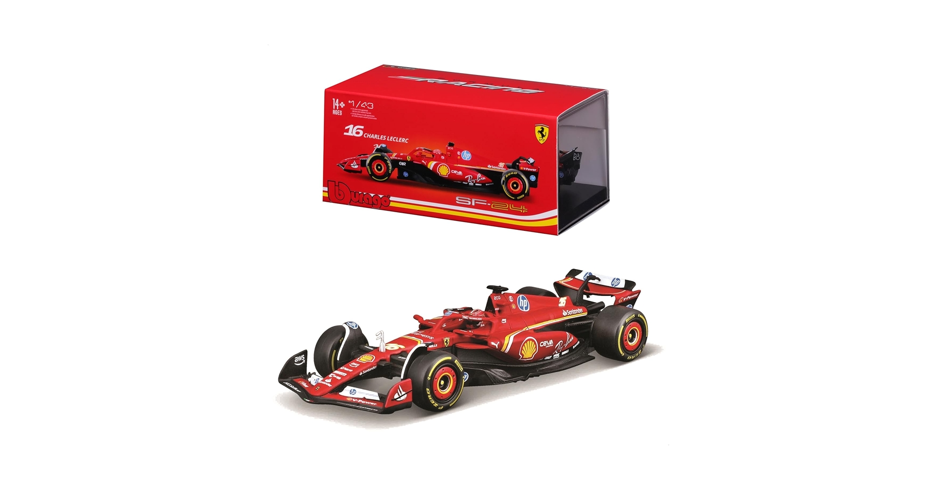 ブラーゴ 製 1/43 Ferrari SF-24 ルクレール& ジオラマセット Amazon.com: Bburago 1:43 SFR Ferrari SF-24 w/helmet (2024