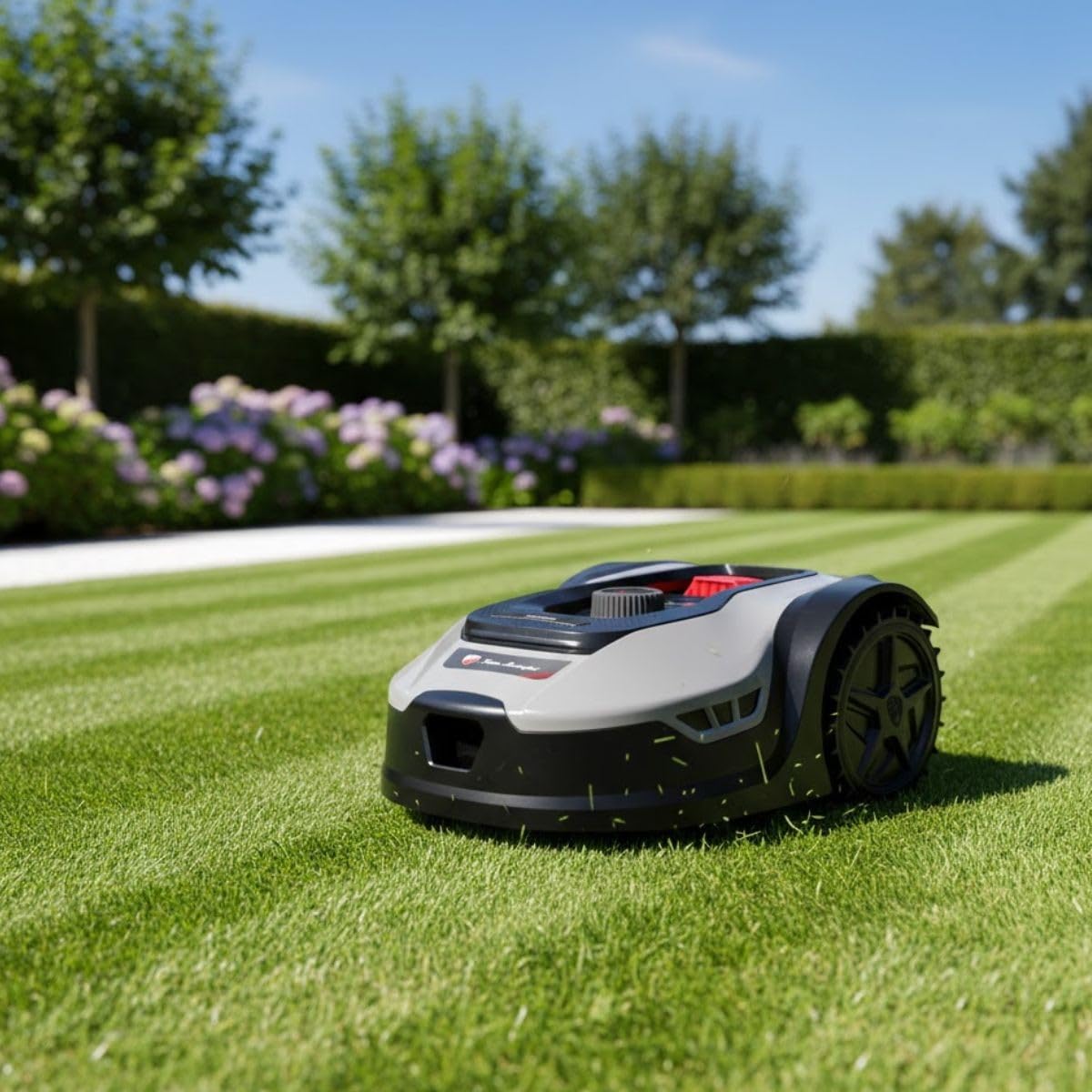 by Tonino Lamborghini - Robot Cortacésped Automático para Jardín hasta 750 m², Control por App/WiFi, Batería Litio 20V, Corte Flotante y Sensor de Lluvia, Apto para Pendientes del 45%