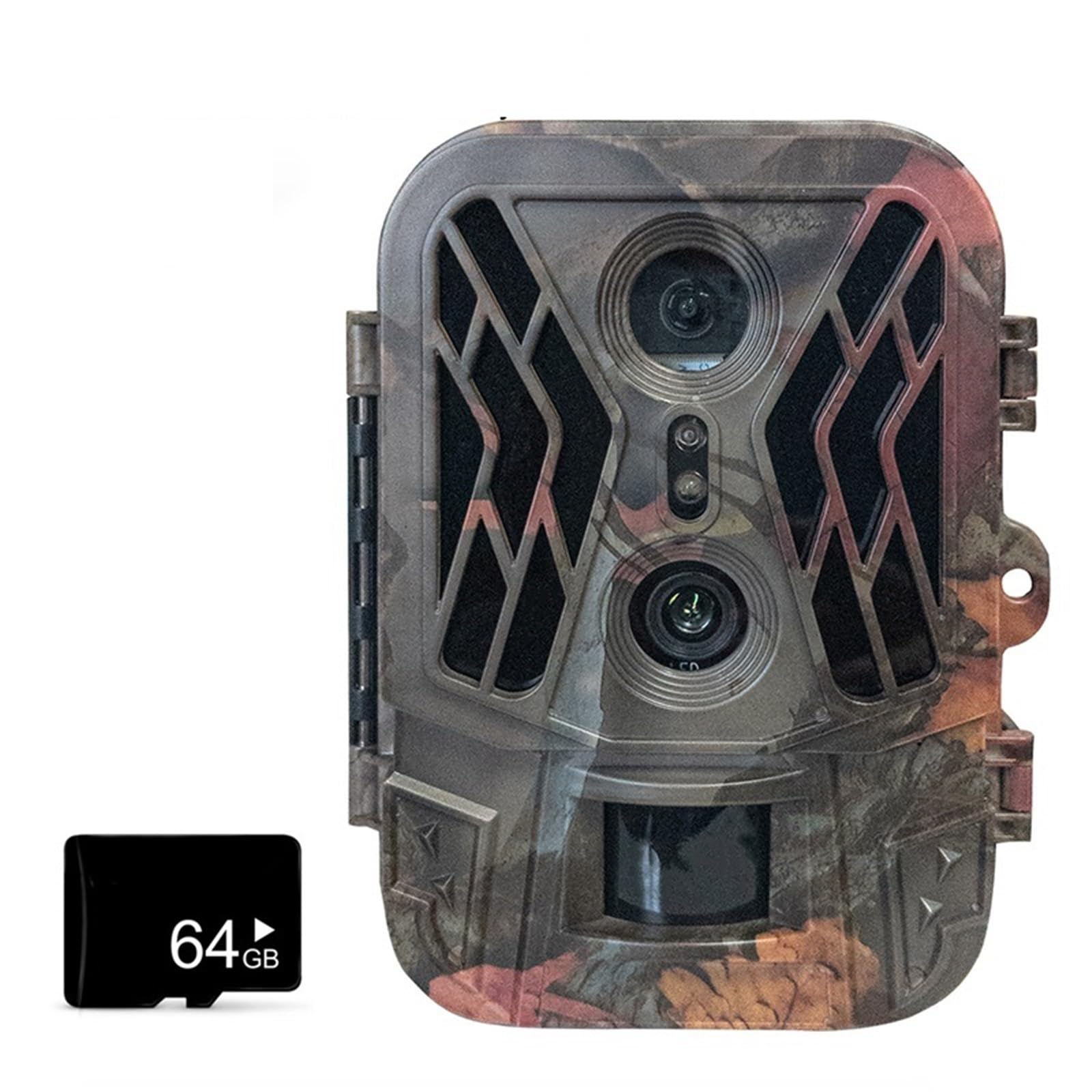 Kamera Myśliwska Z Dwoma Obiektywami Na Zewnątrz Noktowizor Fotopułapki Obserwacyjna Dzikiej Przyrody WyraźNe Obrazy I Filmy(Add 64GB-Charging Style)