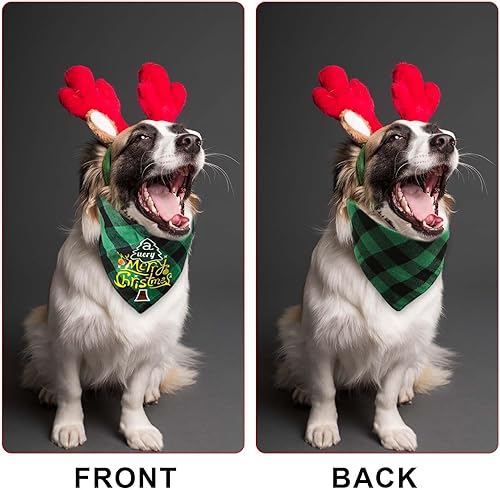 Miniatura 5 de 4 pañuelos de Navidad para perros, bufanda clásica de Navidad a cuadros para perros, triángulo, fiesta, disfraces, accesorios para perros pequeños y