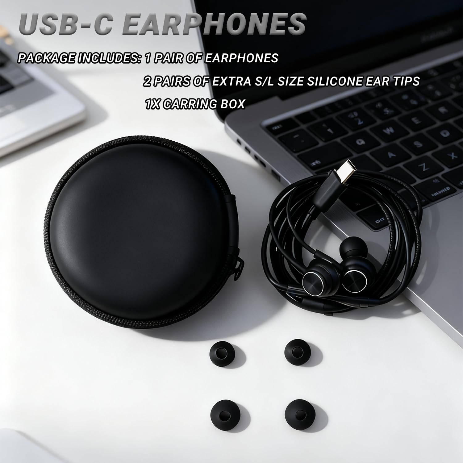 Écouteurs intra-auriculaires USB-C filaires pour Samsung Galaxy Z Fold6 S25S24S23S22S21S20 Note 10 10+ – avec microphone et télécommande de volume pour iPhone 15 16 17