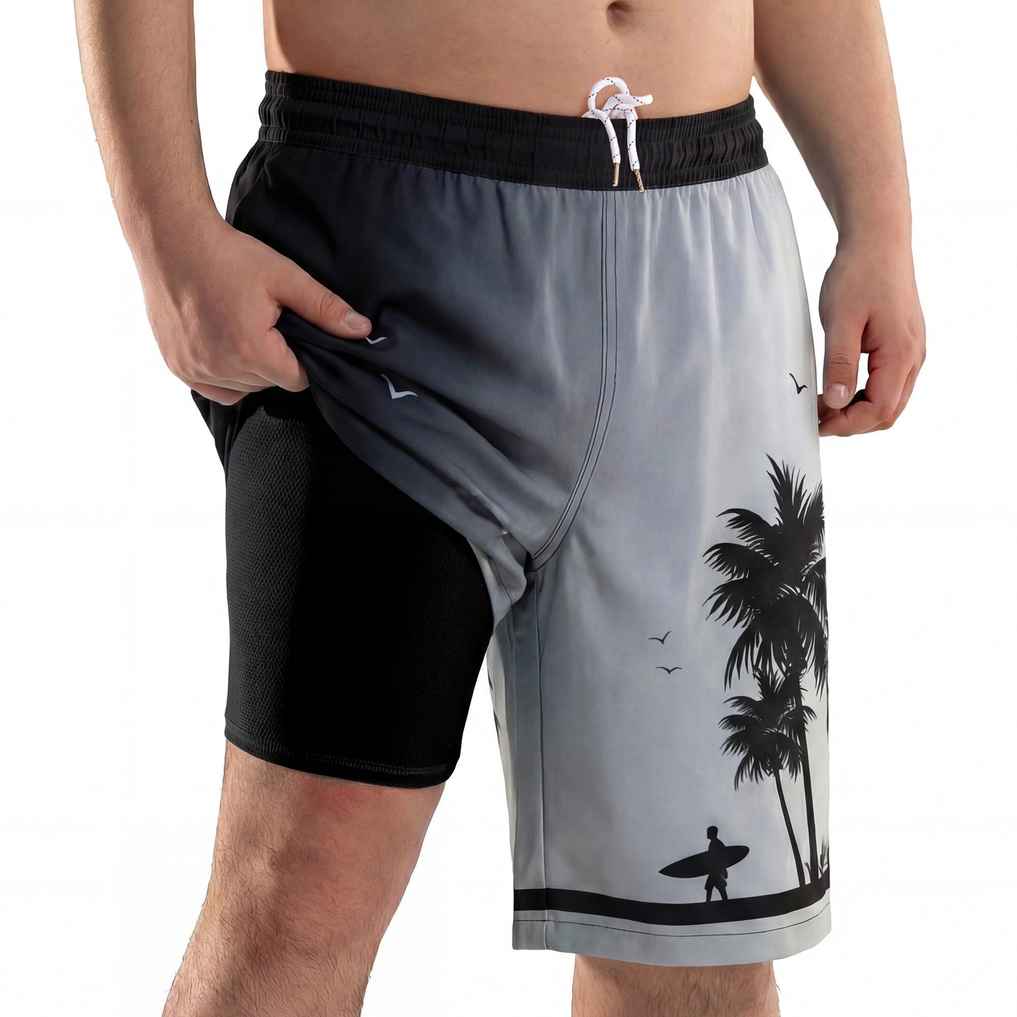 Photo 1 of BRISIRA Men's Big & Tall Swim Trunks with Compression Liner