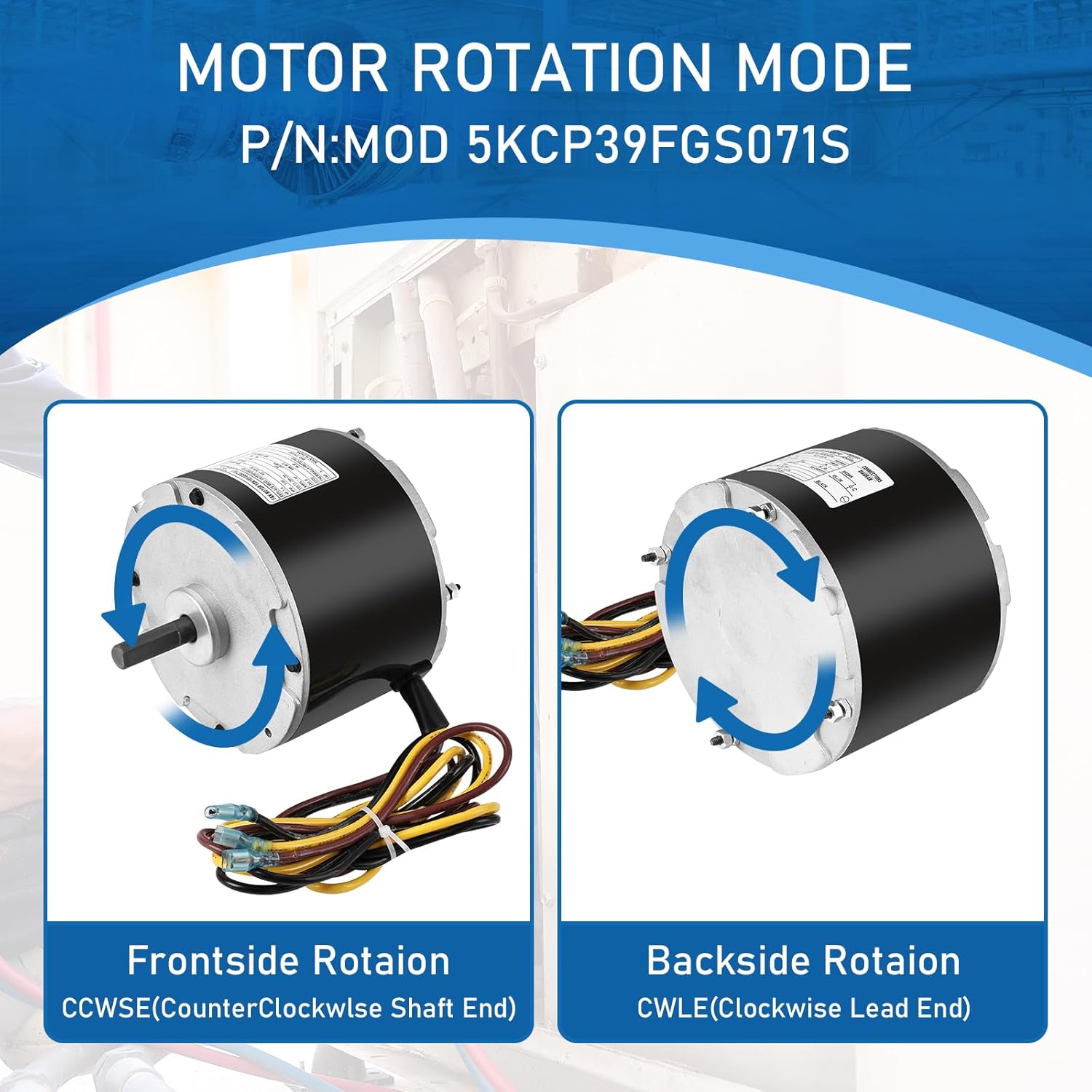 5KCP39FGS071S Carrier Condenser Motor 1/4 HP, 208-230v, 1100 RPM Carrier Condensor Electric Motor Compatible with GE HC39GE236A Inclusive Capacitance