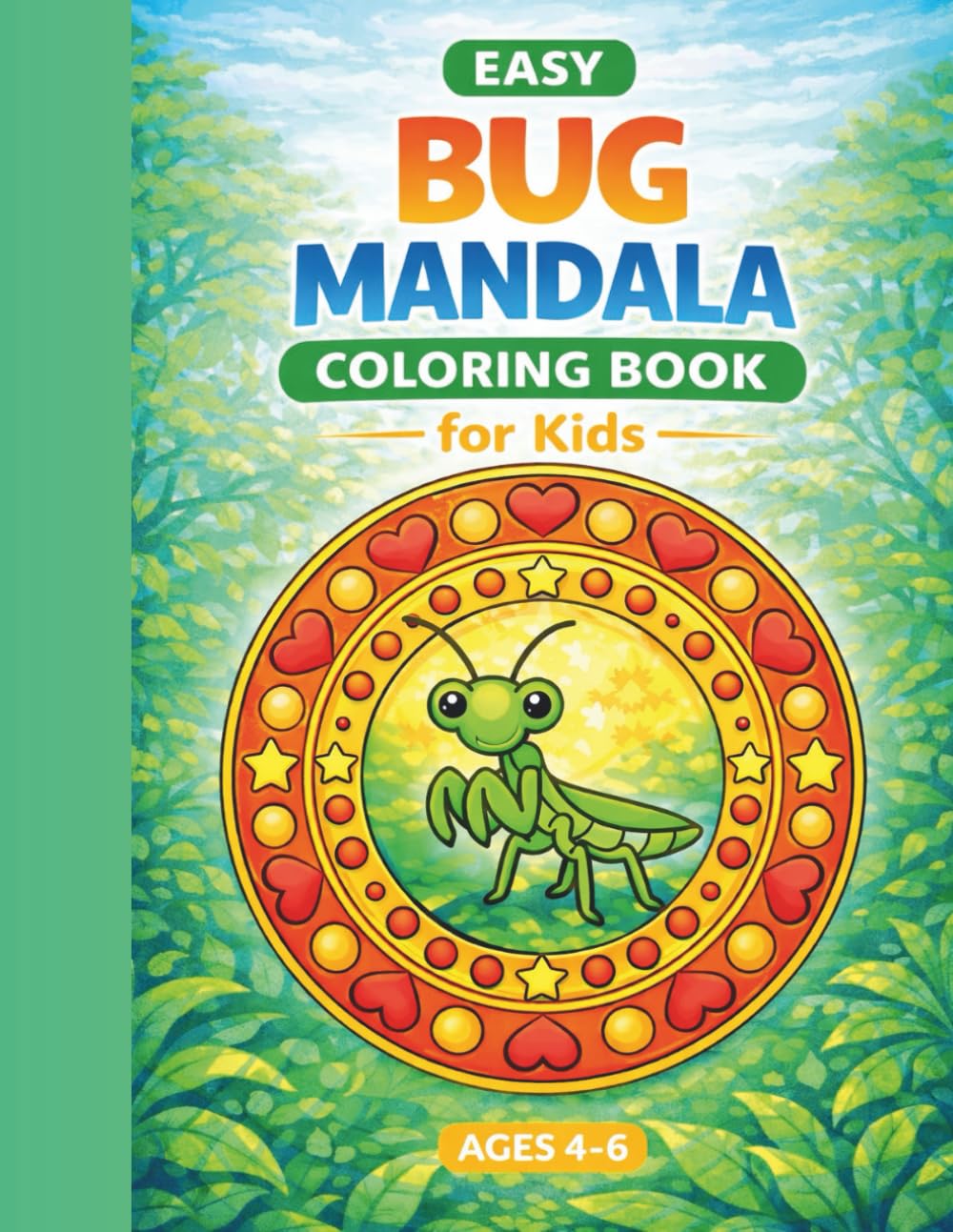 Easy Bug Mandala Coloring Book for Kids: 25 Cute Insect Mandala Pages with Big Shapes for Ages 4–6